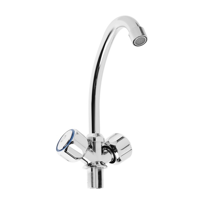 Смеситель для кухни Смеситель для кухни "МИРАЖ" V338M TYE-1005, двухвентильный, излив 300 мм, ручка МИКС, хром