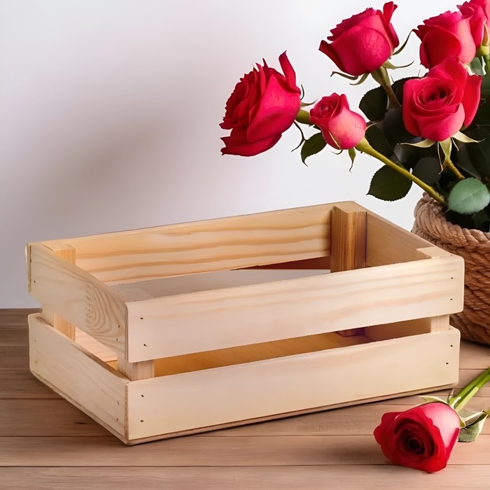 Кашпо деревянное 24.5×13.5×9 см Кашпо деревянное 24.5×13.5×9 см "Двушка Лайт", двухреечное, натуральный Дарим Красиво