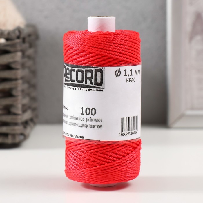 Нить крученая ПП 3пр d=1.1мм (100, беж, желт, зел, крас, син. Ц4 Нить крученая ПП 3пр d=1.1мм (100, беж, желт, зел, крас, син. Ц4" набор 5 шт)