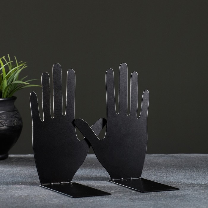 Держатель-подставка для книг  Держатель-подставка для книг "Ладони" набор 2шт, 15х10х10см, черный