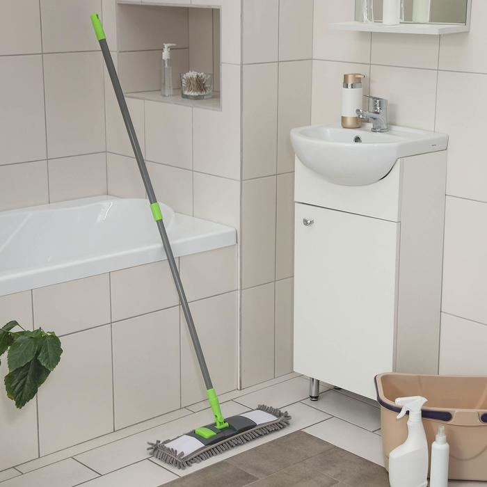 Швабра для мытья пола плоская Доляна, окрашенный телескопический черенок, микрофибра букля, 42×12×73(124) см Швабра для мытья пола плоская Доляна, окрашенный телескопический черенок, микрофибра букля, 42×12×73(124) см