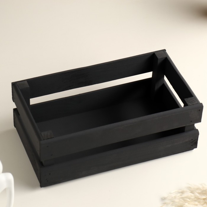 Кашпо деревянное 24.5×13.5×9 см  Кашпо деревянное 24.5×13.5×9 см "Двушка Лайт", двухреечное, чёрный Дарим Красиво