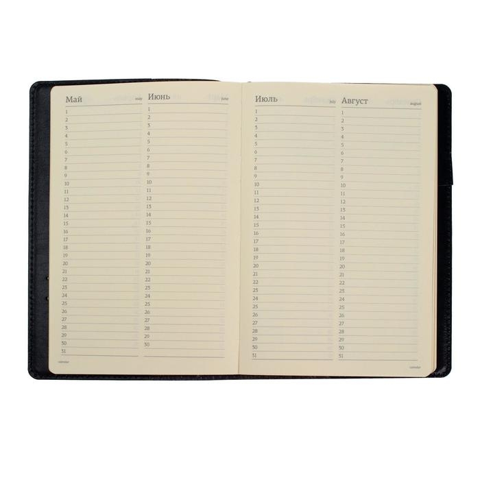 Ежедневник полудатированный А5, 208 листов Profy, рециклированная кожа, сменный блок, золотой срез, чёрный Ежедневник полудатированный А5, 208 листов Profy, рециклированная кожа, сменный блок, золотой срез, чёрный