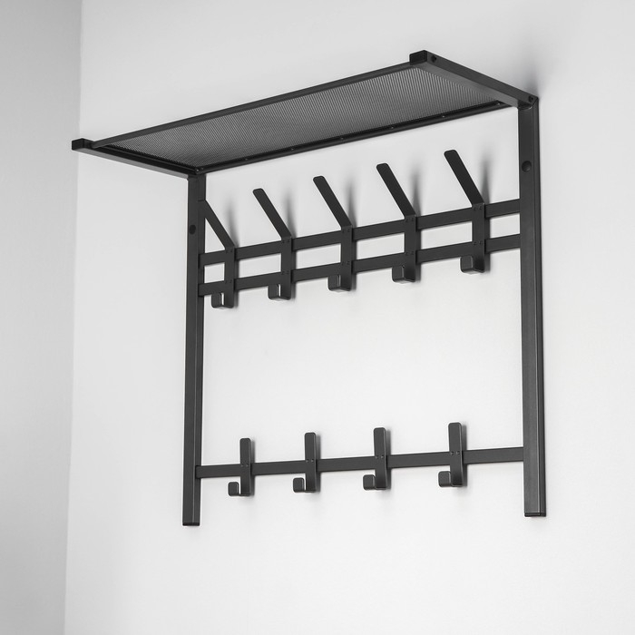 Вешалка с полкой 2-х ярусная «Торонто 22», 67×27×58,5 см, цвет графит Вешалка с полкой 2-х ярусная «Торонто 22», 67×27×58,5 см, цвет графит