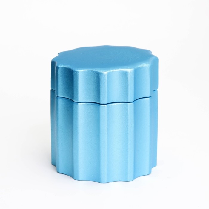 Свеча в подсвечнике из гипса с крышкой с широкими гранями, 7,5х8,5см, голубой Свеча в подсвечнике из гипса с крышкой с широкими гранями, 7,5х8,5см, голубой
