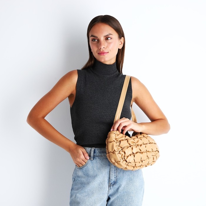 Сумка-багет на молнии, цвет бежевый Сумка-багет на молнии, цвет бежевый