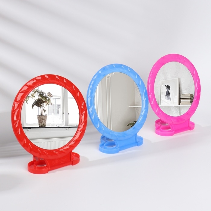 Зеркало настольное - подвесное «Круг», с рамкой под фотографию, d зеркальной поверхности 12,5 см, цвет МИКС