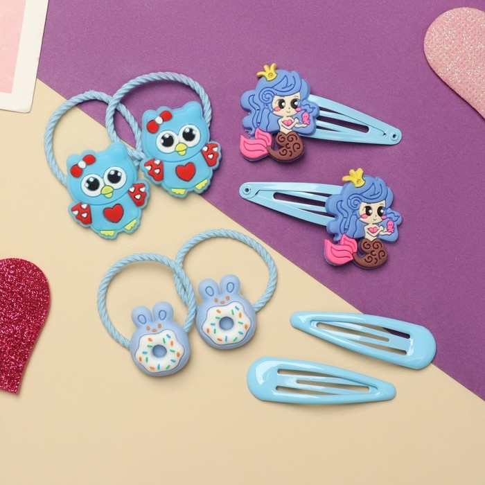 Набор для волос Набор для волос "Ванилька" (4 резинки, 4 невидимки) принцессы, голубой