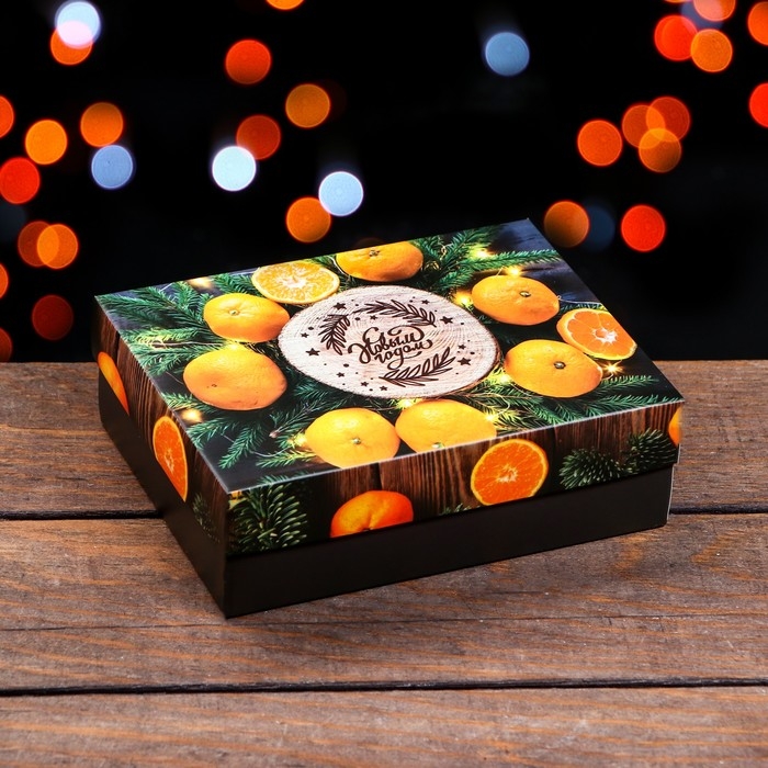 Новый год. Коробка подарочная новогодняя складная, Новый год. Коробка подарочная новогодняя складная, "С праздником", 16,5 х 12,5 х 5,2 см