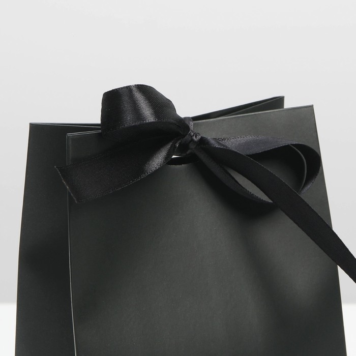 Пакет подарочный с лентой, упаковка, &laquo;Чёрный&raquo;, 13 х 19 х 9 см