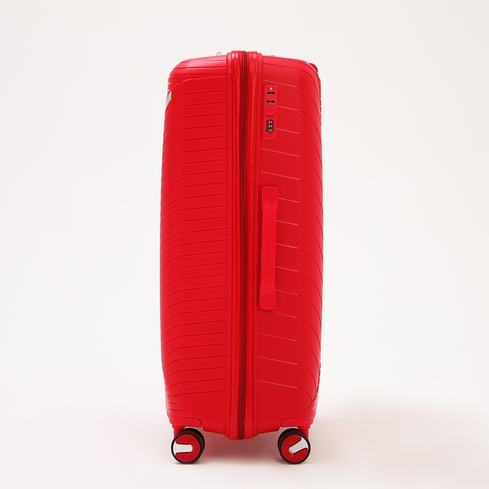 Чемодан большой 100 л (L), отдел на молнии, кодовый замок, 4 колеса, цвет красный Чемодан большой 100 л (L), отдел на молнии, кодовый замок, 4 колеса, цвет красный