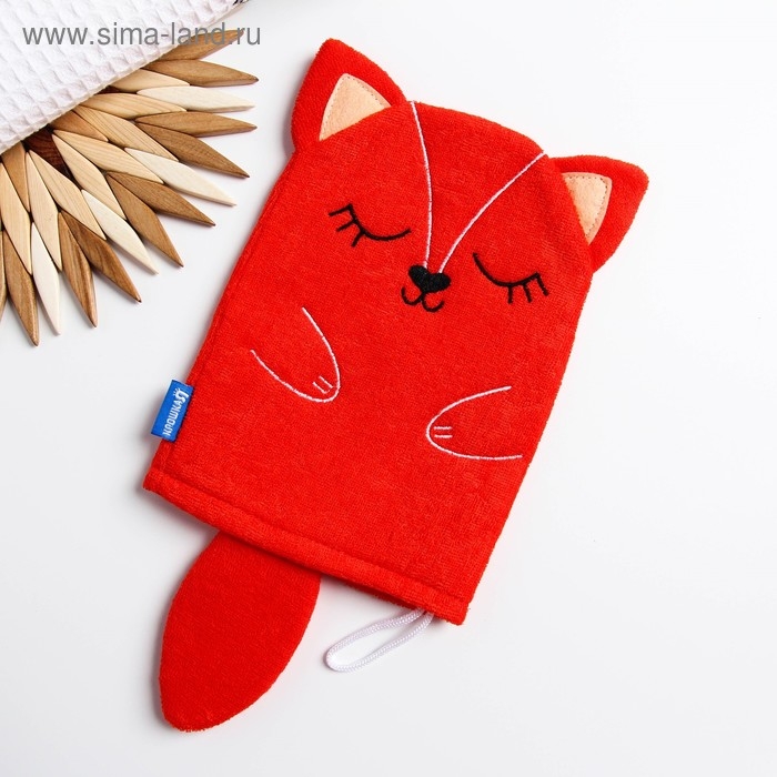 Мочалка детская для купания «Лисичка», варежка, из махры Мочалка детская для купания «Лисичка», варежка, из махры