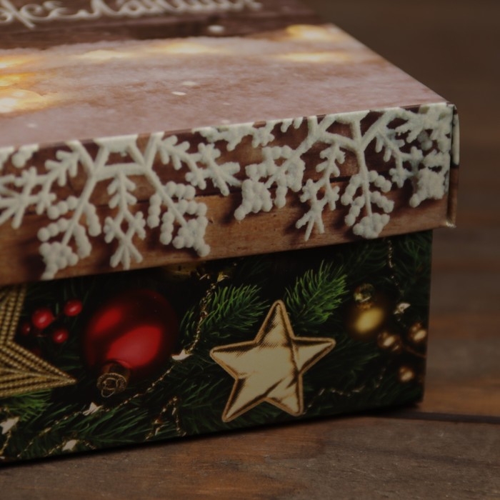 Новый год. Коробка подарочная новогодняя складная, крышка-дно Новый год. Коробка подарочная новогодняя складная, крышка-дно "Исполнение желаний" 20 х 20 х 6 см