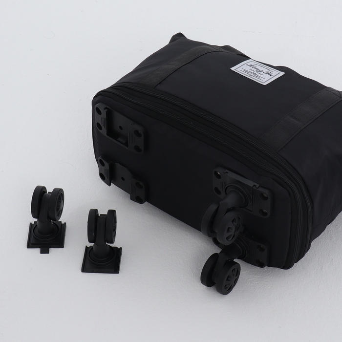 Сумка дорожная на колёсах, с увеличением, наружный карман, держатель для чемодана, цвет чёрный Сумка дорожная на колёсах, с увеличением, наружный карман, держатель для чемодана, цвет чёрный