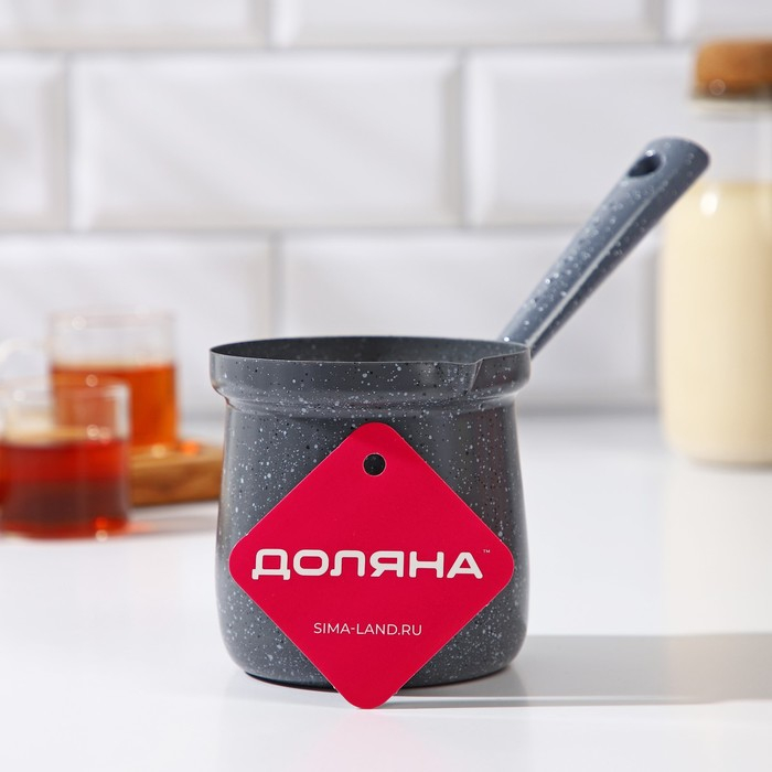 Турка Доляна «Мрамор грэй», 450 мл, d=9 см, 20×9×14 см, пластиковая ручка, антипригарное покрытие, индукция, цвет серый Турка Доляна «Мрамор грэй», 450 мл, d=9 см, 20×9×14 см, пластиковая ручка, антипригарное покрытие, индукция, цвет серый