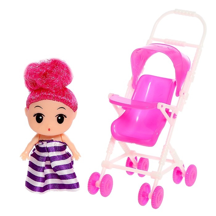 Кукла малышка «Алина» с коляской, цвета МИКС Кукла малышка «Алина» с коляской, цвета МИКС