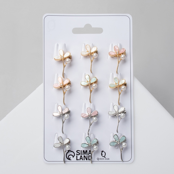 Брошь &laquo;Цветок&raquo; трилистник, цвет МИКС (неделимая фас. 12шт, цена за шт)