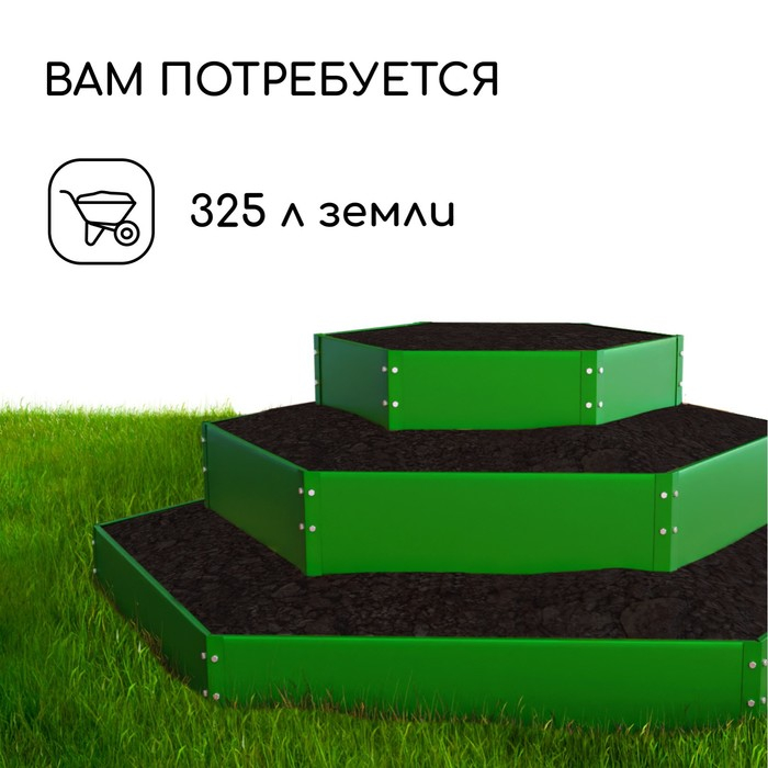 Клумба оцинкованная, 3 яруса, d = 60–100–140 см, h = 45 см, зелёная, Greengo Клумба оцинкованная, 3 яруса, d = 60–100–140 см, h = 45 см, зелёная, Greengo