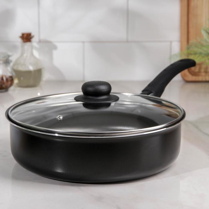 Сотейник Consul, 3,7 л, d=26 см, стеклянная крышка, пластиковая ручка, антипригарное покрытие, цвет чёрный Сотейник Consul, 3,7 л, d=26 см, стеклянная крышка, пластиковая ручка, антипригарное покрытие, цвет чёрный