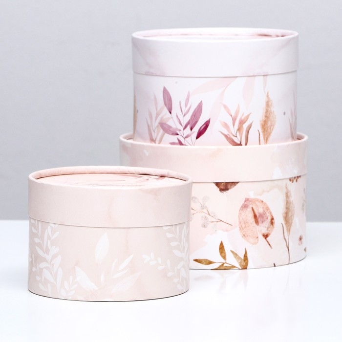 Набор шляпных коробок 3 в 1,"Нежность",16 х 10,14 х 9,13 х 8,5 см