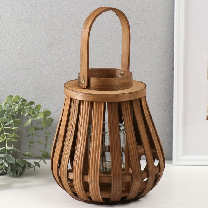 Подсвечник дерево на 1 свечу Подсвечник дерево на 1 свечу "Эко-фонарь" коричневый 10х22х24 см