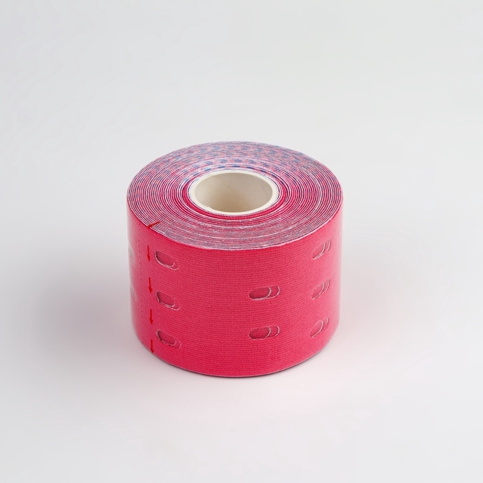Кинезио - тейп, с перфорацией, 5 см × 5 м, цвет розовый