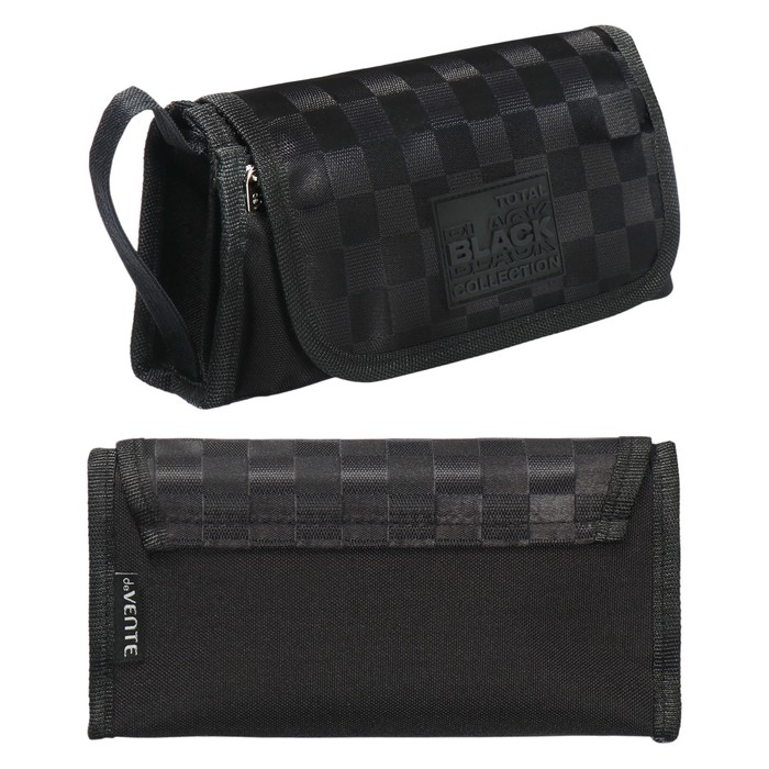 Пенал мягкий, 1 отделение, 100 х 210 х 75 мм, объёмный, deVENTE TOTAL BLACK, створка на липучке Пенал мягкий, 1 отделение, 100 х 210 х 75 мм, объёмный, deVENTE TOTAL BLACK, створка на липучке