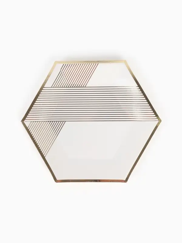 Набор посуды для праздника на 12 персон, белый с золотом (тарелки 23 см, стакан 250 мл)