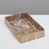 Кондитерская упаковка, коробка для макарун с PVC крышкой, For real man, 18 х 12 х 3.5 см