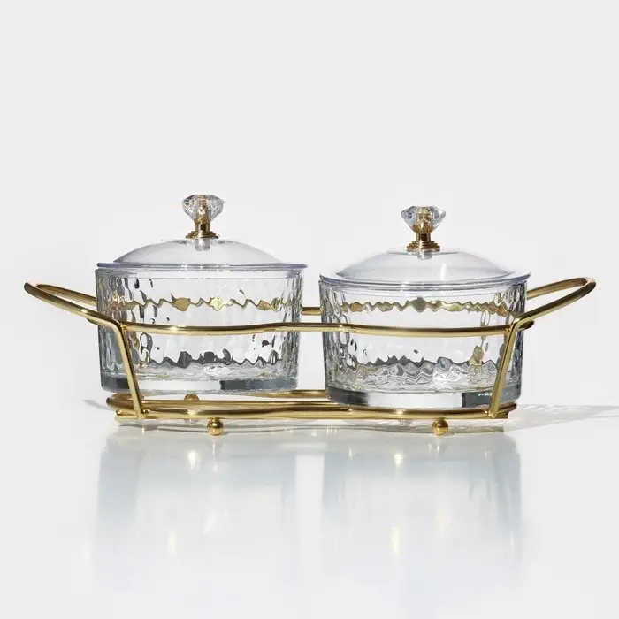 Набор конфетниц Magistro &laquo;Богема&raquo;, 24&times;9.5&times;8.5 см, на подставке. 2 шт., стекло, цвет металла золотистый