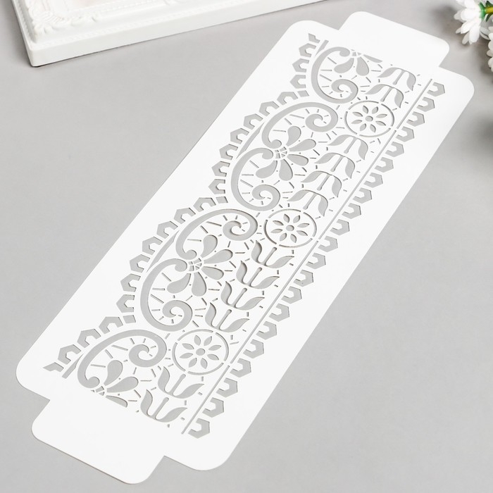 Пластиковый трафарет-бордюр для творчества «Узор», шаблон, 11×32 см