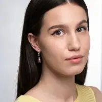 Серьги со стразами &laquo;Иллюзион&raquo;, капля на овале, бело-бензиновые в розовом золоте