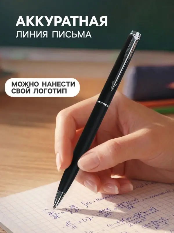 Ручка подарочная, шариковая, поворотная, под логотип, синий стержень, узел 0.7 мм, корпус металлический чёрный матовый