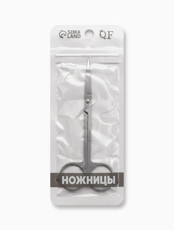 Ножницы маникюр широкие загнутые 11,5*4,5см серебр пакет QF