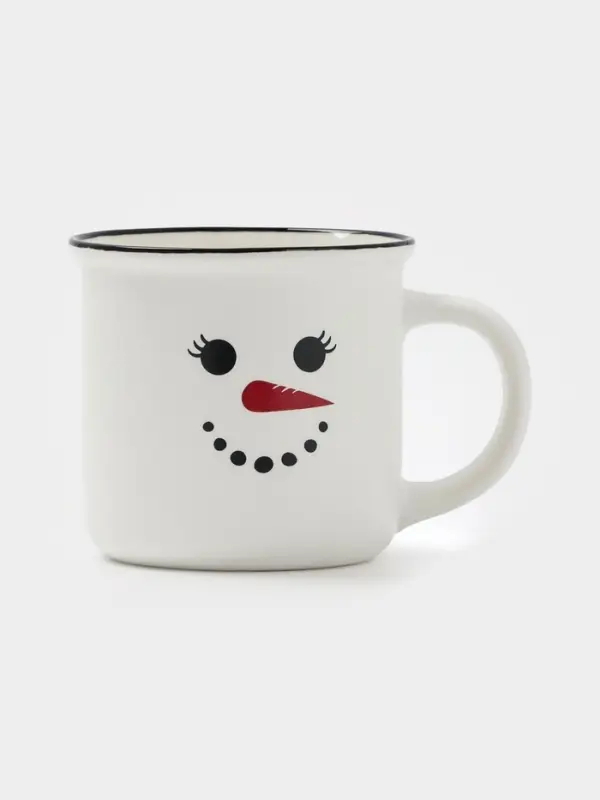 Кружка Доляна &laquo;Новый год. Снеговик&raquo;, 380 мл, фарфор, белая