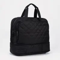 Сумка дорожная на молнии, с увеличением, наружный карман, длинный ремень, чёрная