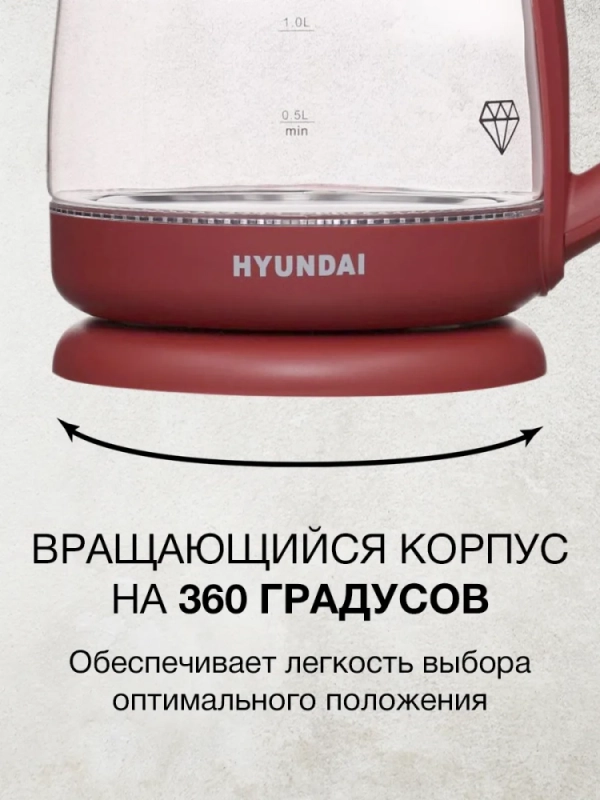 Чайник HYK-G1002 1.7л. 2200Вт бордовый