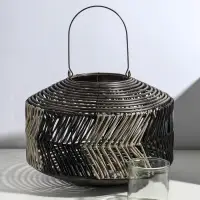 Подсвечник - фонарь на 1 свечу &laquo;Лист из лозы&raquo;, пластик, чёрно-белый, 15&times;38&times;27 см