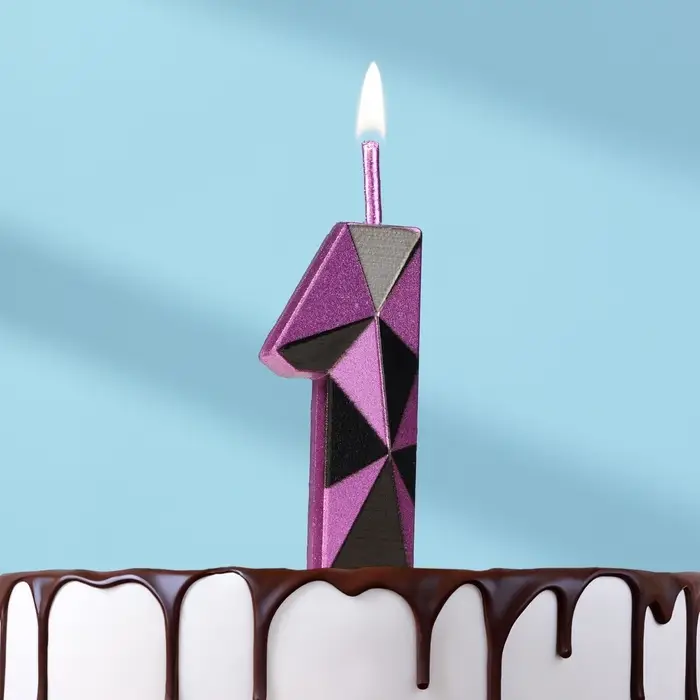 Свеча для торта &laquo;Алмаз&raquo;, цифра 1, фиолетовый металлик