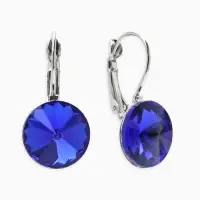 Серьги со стразами &laquo;Яркая классика&raquo;, синие в серебре, d=1.4 см