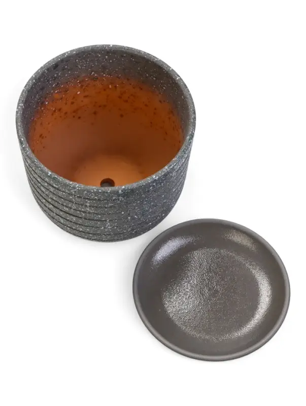 Горшок цветочный  с поддоном 1,6 л, серый керамика  Горшок цветочный  с поддоном 1,6 л, серый керамика "Пряности" (М)