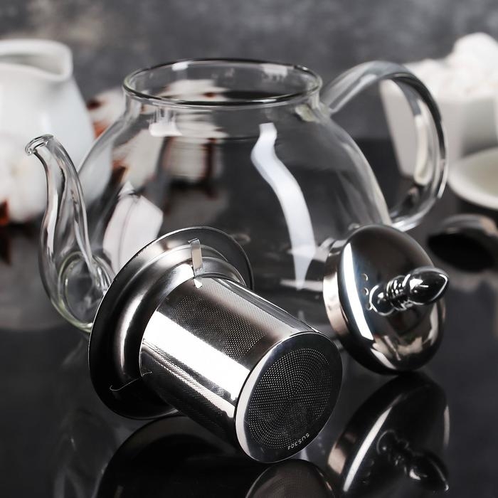 Чайник стеклянный заварочный с металлическим ситом «Жак», 1,3 л Чайник стеклянный заварочный с металлическим ситом «Жак», 1,3 л