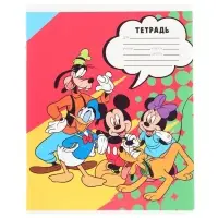 Тетрадь в клетку 24 листа, 5 видов МИКС, обложка мелованная бумага, «Минни Маус»