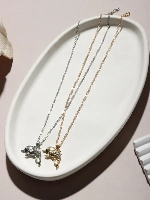 Кулон на цепочке &laquo;Дельфины в паре&raquo;, МИКС, L=40 см
