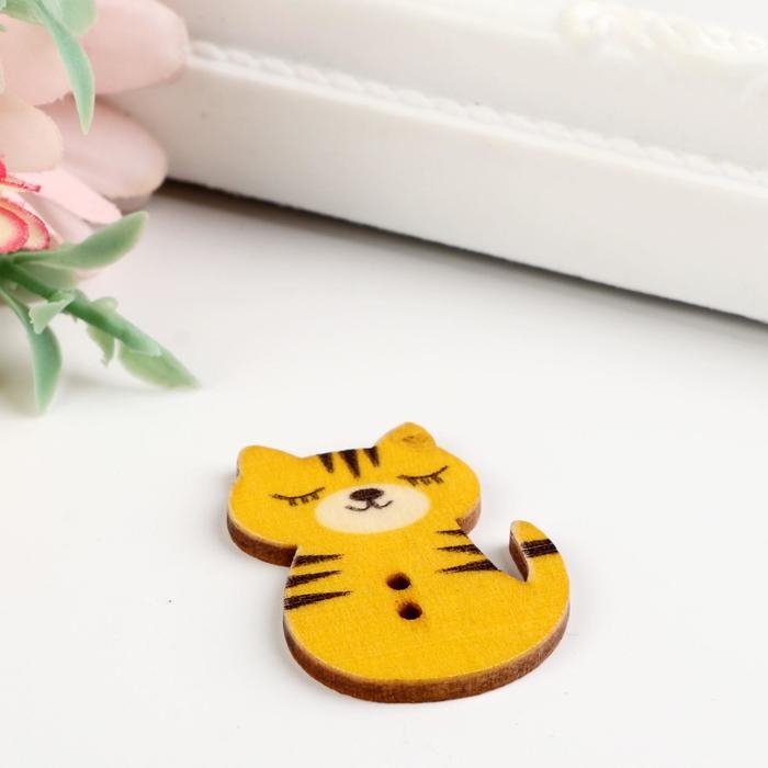 Пуговицы дерево для творчества 2 прокола Пуговицы дерево для творчества 2 прокола "Котята" набор 10 шт 3х2,1х0,2 см