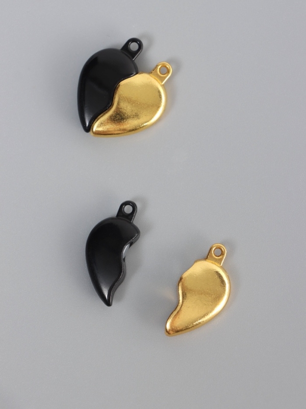 Замок магнитный металл Замок магнитный металл "Вторая половинка, сердце" набор 2 шт чёрно-золотой 2,6х2,2 см