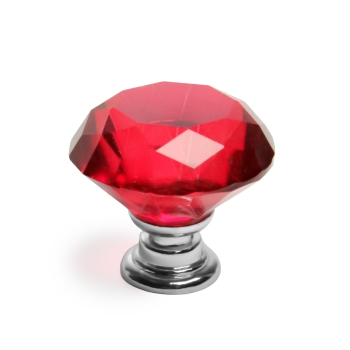 Ручка-кнопка CAPPIO  Ручка-кнопка CAPPIO "Алмаз", цвет красный, стеклянная, d=30 мм, 8 шт.