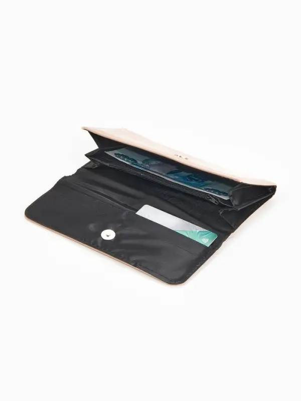 Кошелёк женский на магните, 19.5&times;2.5&times;9 см, лаковый, бежевый