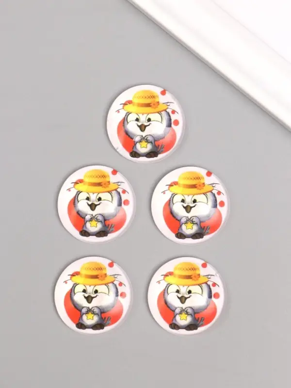 Кабошон стекло для творчества Кабошон стекло для творчества "Круг. Совушка в шляпке" 3х3 см