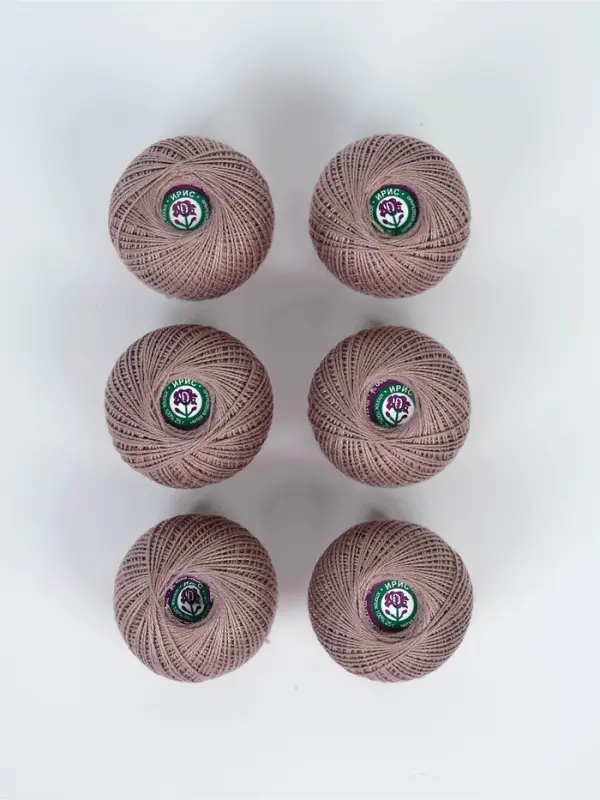 Нитки вязальные "Ирис" 150м/25г 100% мерсеризованный хлопок Набор 6шт (6404)